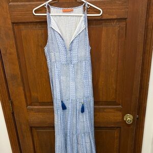 Oliphant Blue and White Striped Maxi Dress large L
